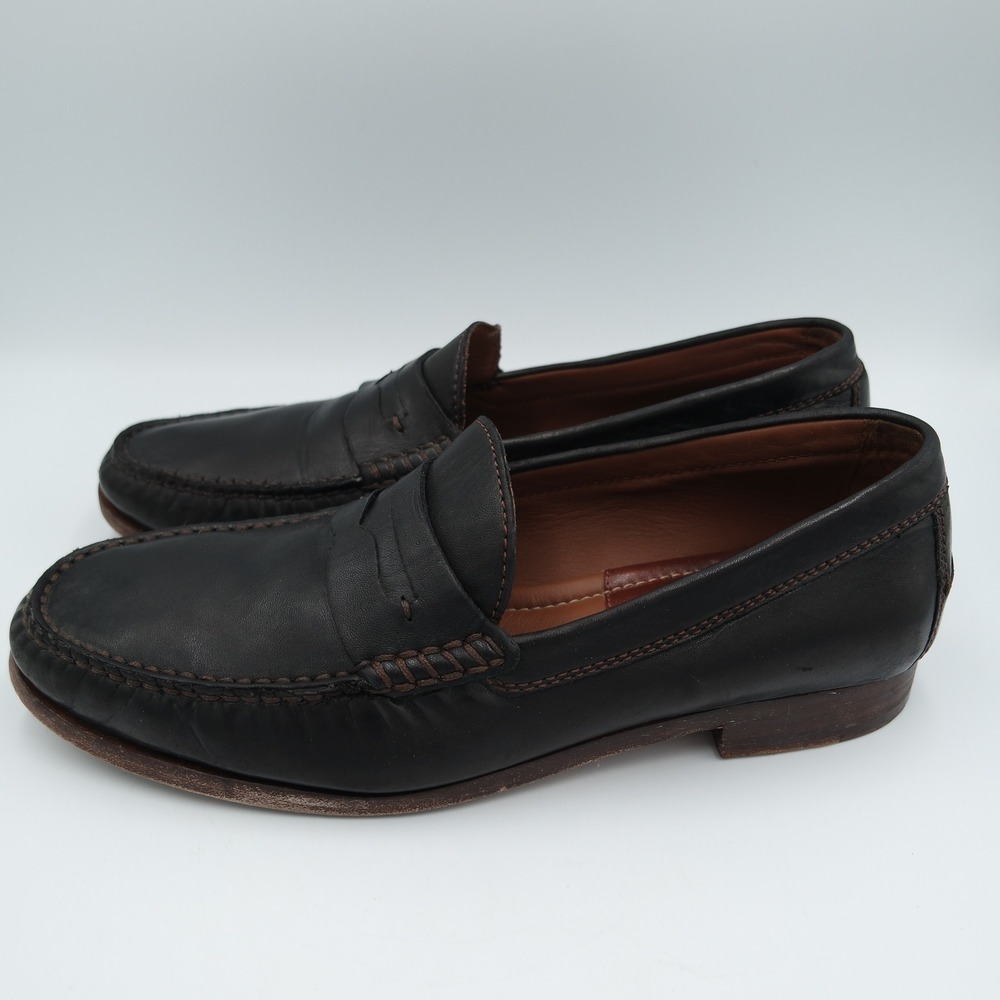 Trask Mens Black Leather Penny Loafers Slip On Moc Toe Shoes Size 11M